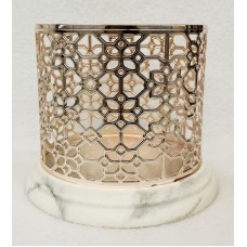Bath Body Works ROSE GOLD FLOWER Marble 3Wick Large Candle Holder Sleeve 14.5 oz   122859426475